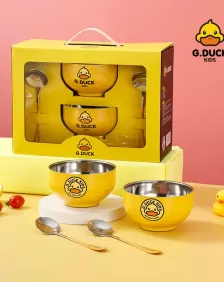 G.Duck Children's Bowl Set with Double-Layer Insulated Bowls