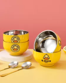 G.Duck Children's Bowl Set with Double-Layer Insulated Bowls
