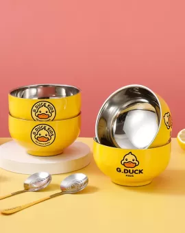 G.Duck Children's Bowl Set with Double-Layer Insulated Bowls