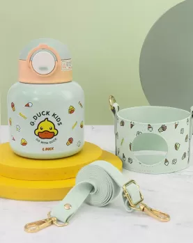 G.Duck 520ml Kid Thermos Cup Straw Cup With Cup Strap G.Duck 520ml Kid Thermos Cup Straw Cup With Cup Strap