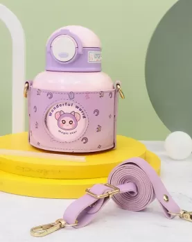 G.Duck 520ml Kid Thermos Cup Straw Cup With Cup Strap G.Duck 520ml Kid Thermos Cup Straw Cup With Cup Strap